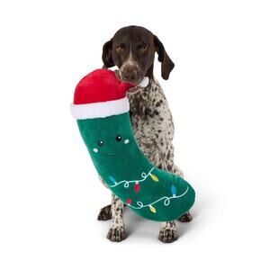 Merry & Bright XL Plush Santa‎ Pickle Squeaky Dog Toy Stuffy Winter Christmas